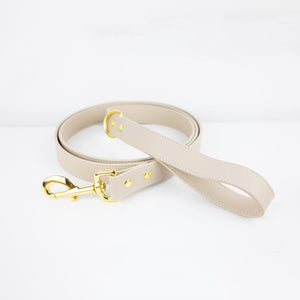 Laisse en cuir pour chien taille L beige haut de gamme photo produit