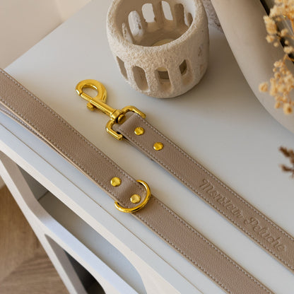 laisse pour chien en cuir beige 