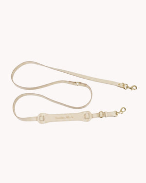 Laisses mains libres beige en cuir grainé Monsieur Peluche 