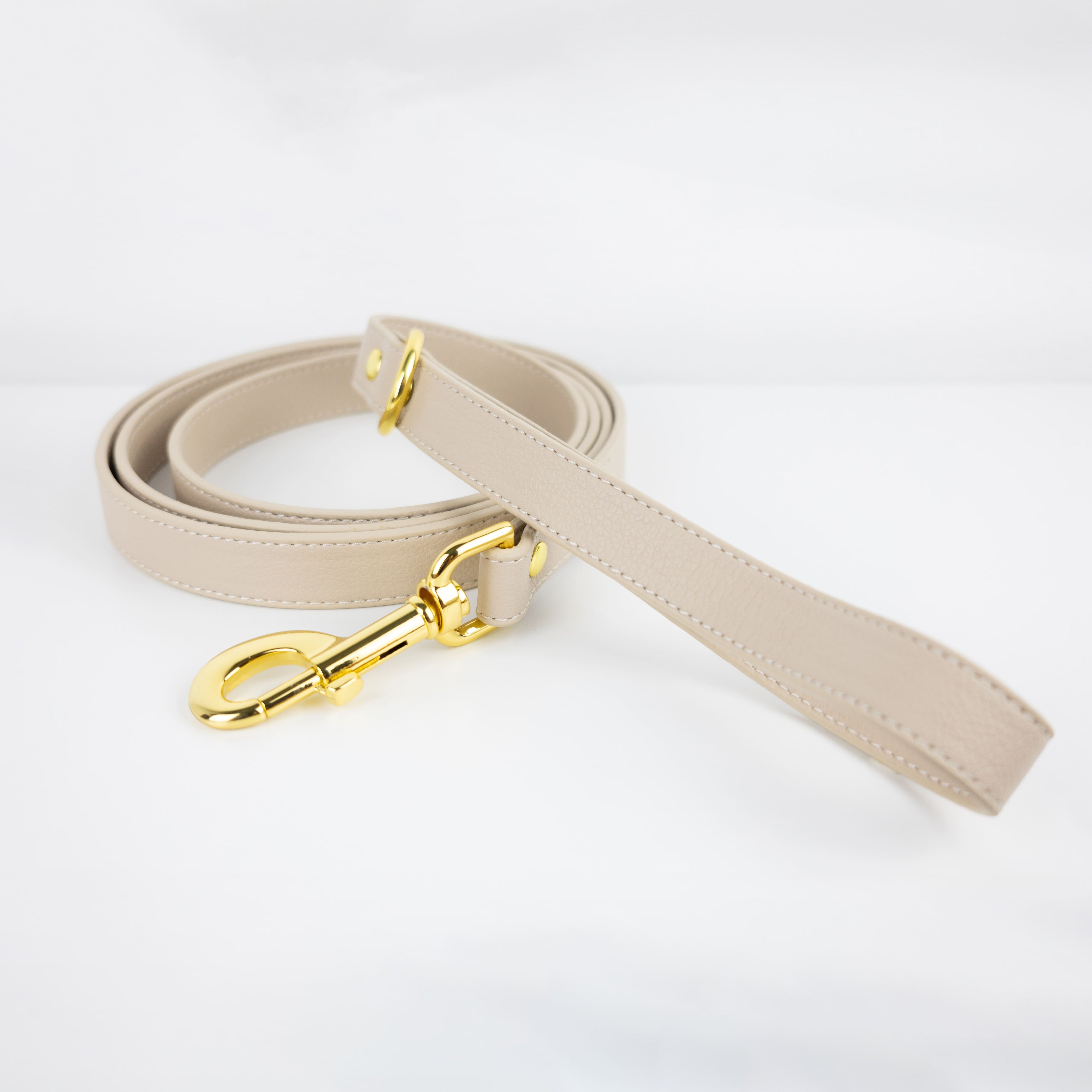 Photo produit laisse pour chien haut de gamme en cuir beige taille L 