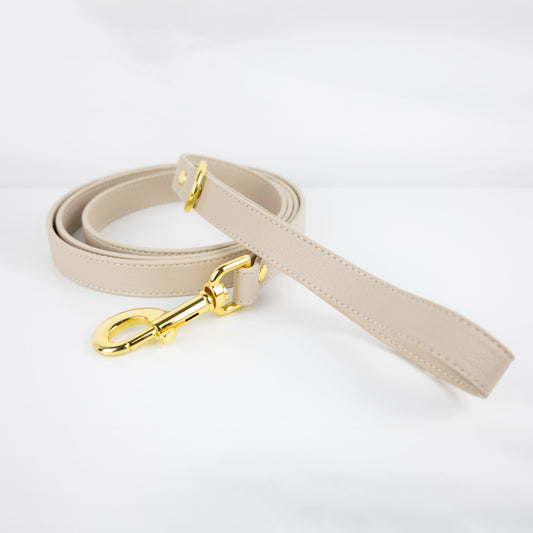 Photo produit laisse pour chien haut de gamme en cuir beige taille L 